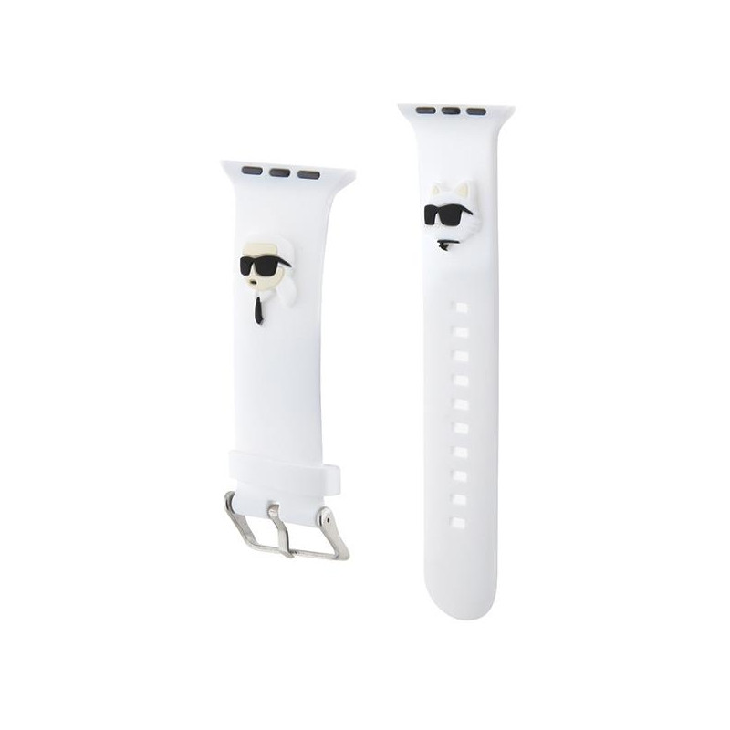 Pasek Karl Lagerfeld 3D Rubber Karl&Choupette Heads na Apple Watch 42/ 44/ 45/ 49mm - biały