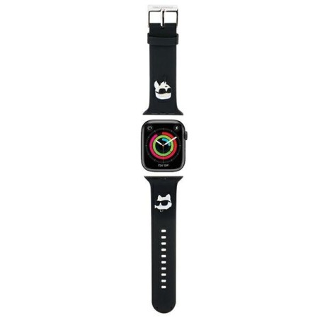 Pasek Karl Lagerfeld 3D Rubber Karl&Choupette Heads na Apple Watch 42/ 44/ 45/ 49mm - czarny Pasek Karl Lagerfeld 3D Rubber Karl&Choupette Heads na Apple Watch 42/ 44/ 45/ 49mm - czarny