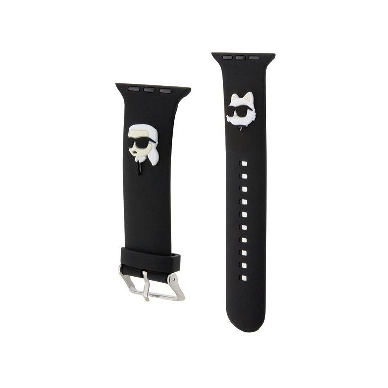Pasek Karl Lagerfeld 3D Rubber Karl&Choupette Heads na Apple Watch 42/ 44/ 45/ 49mm - czarny