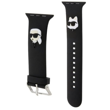 Pasek Karl Lagerfeld 3D Rubber Karl&Choupette Heads na Apple Watch 42/ 44/ 45/ 49mm - czarny Pasek Karl Lagerfeld 3D Rubber Karl&Choupette Heads na Apple Watch 42/ 44/ 45/ 49mm - czarny