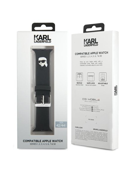 Pasek Karl Lagerfeld 3D Rubber Karl Head na Apple Watch 42/ 44/ 45/ 49mm - czarny Pasek Karl Lagerfeld 3D Rubber Karl Head na Apple Watch 42/ 44/ 45/ 49mm - czarny