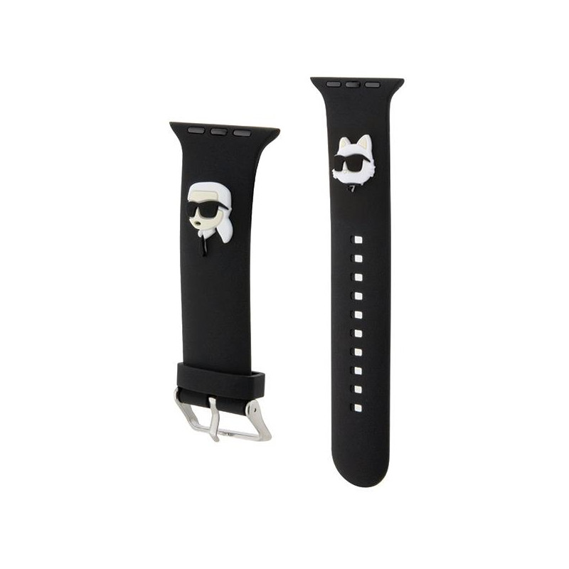 Pasek Karl Lagerfeld 3D Rubber Karl&Choupette Heads na Apple Watch 38/ 40/ 41mm - czarny