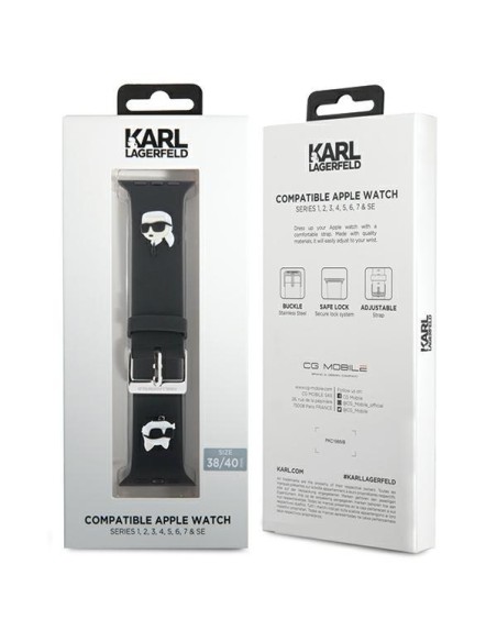 Pasek Karl Lagerfeld 3D Rubber Karl&Choupette Heads na Apple Watch 38/ 40/ 41mm - czarny Pasek Karl Lagerfeld 3D Rubber Karl&Choupette Heads na Apple Watch 38/ 40/ 41mm - czarny