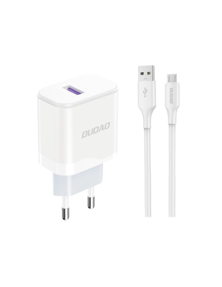 Ładowarka sieciowa Dudao A20EU USB-A 18W - biała + kabel USB-A - micro USB Ładowarka sieciowa Dudao A20EU USB-A 18W - biała + kabel USB-A - micro USB