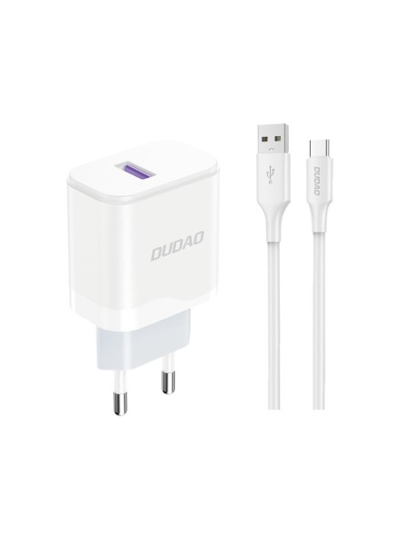 Ładowarka sieciowa Dudao A20EU USB-A 18W - biała + kabel USB-A - USB-C Ładowarka sieciowa Dudao A20EU USB-A 18W - biała + kabel USB-A - USB-C