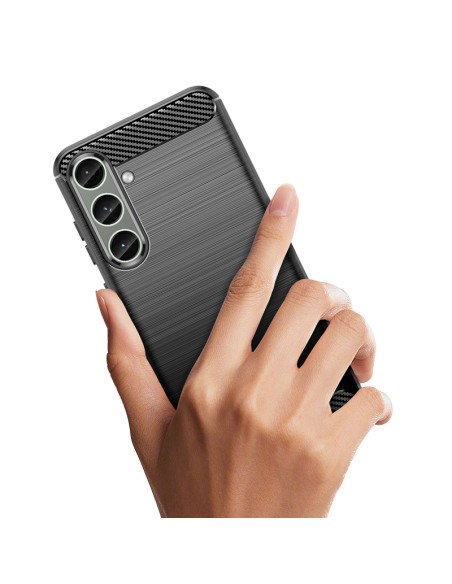 Etui do Carbon Case Samsung Galaxy S24+ elastyczny silikonowy karbonowy pokrowiec - czarny