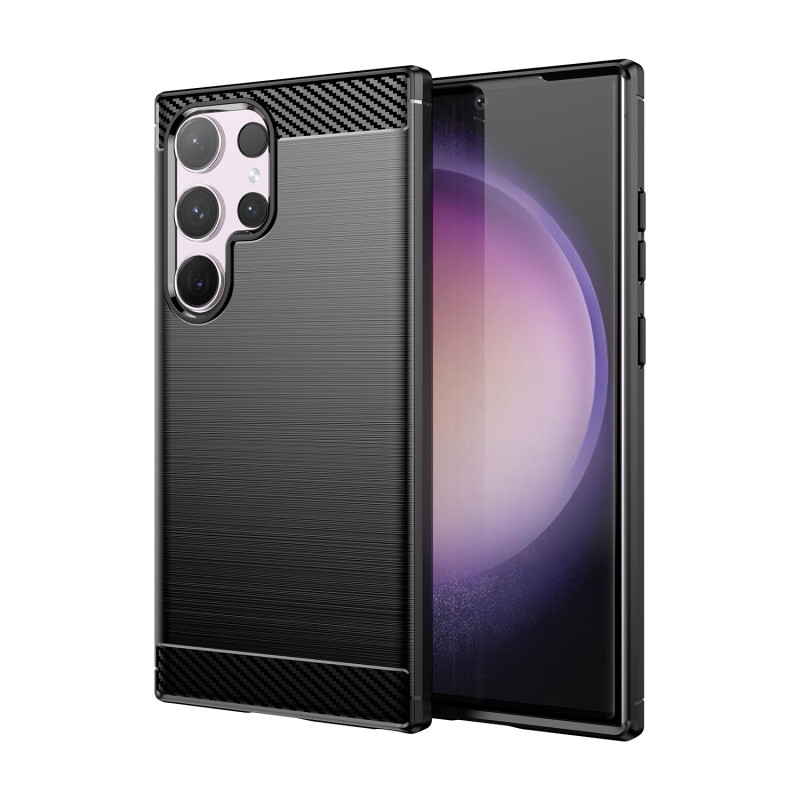 Etui Carbon Case do Samsung Galaxy S24 Ultra elastyczny silikonowy karbonowy pokrowiec - czarny Etui Carbon Case do Samsung Galaxy S24 Ultra elastyczny silikonowy karbonowy pokrowiec - czarny