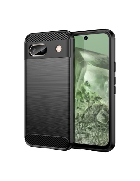 Etui Carbon Case do Google Pixel 8A elastyczny silikonowy karbonowy pokrowiec - czarny