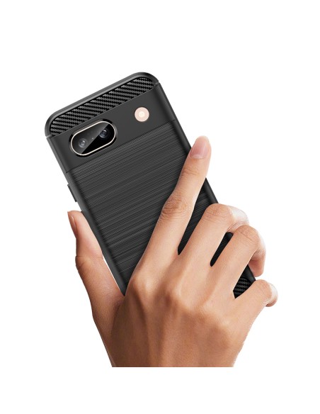 Etui Carbon Case do Google Pixel 8A elastyczny silikonowy karbonowy pokrowiec - czarny