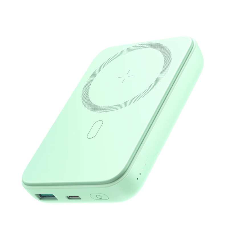 Powerbank Joyroom JR-W020 20W 10000mAh MagSafe + kabel USB-A - USB-C 0.25m - jasnozielony Powerbank Joyroom JR-W020 20W 10000mAh MagSafe + kabel USB-A - USB-C 0.25m - jasnozielony