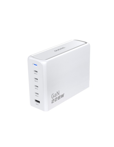 Ładowarka Dudao A228EU GaN 1x USB-A 4x USB-C PD 228W - biała Ładowarka Dudao A228EU GaN 1x USB-A 4x USB-C PD 228W - biała