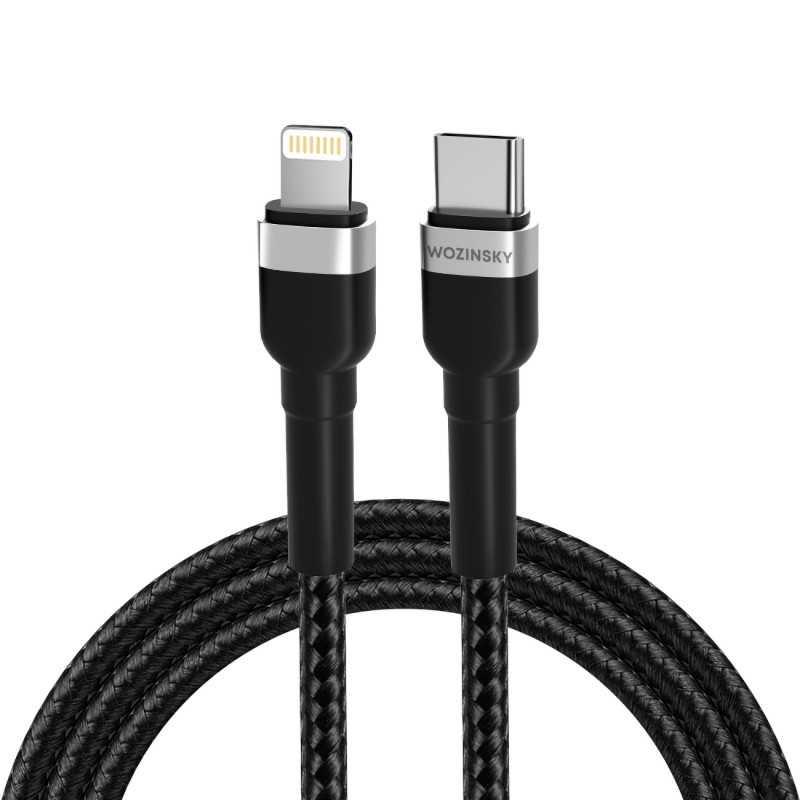Kabel Wozinsky WNBCL1 Lightning / USB-C PD 30W 1 m - czarny Kabel Wozinsky WNBCL1 Lightning / USB-C PD 30W 1 m - czarny
