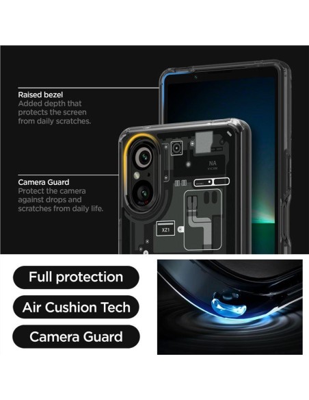 Etui Spigen Ultra Hybrid na Sony Xperia 5 V - ciemnoszare (wzór Zero One)