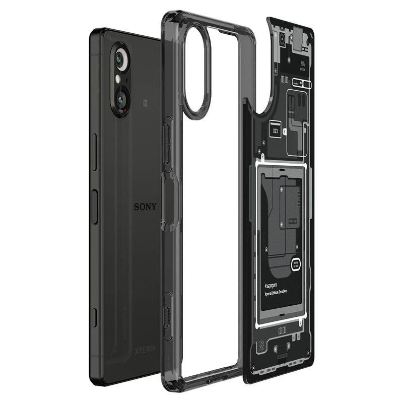 Etui Spigen Ultra Hybrid na Sony Xperia 5 V - ciemnoszare (wzór Zero One)