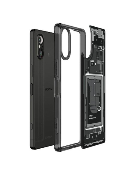 Etui Spigen Ultra Hybrid na Sony Xperia 5 V - ciemnoszare (wzór Zero One)