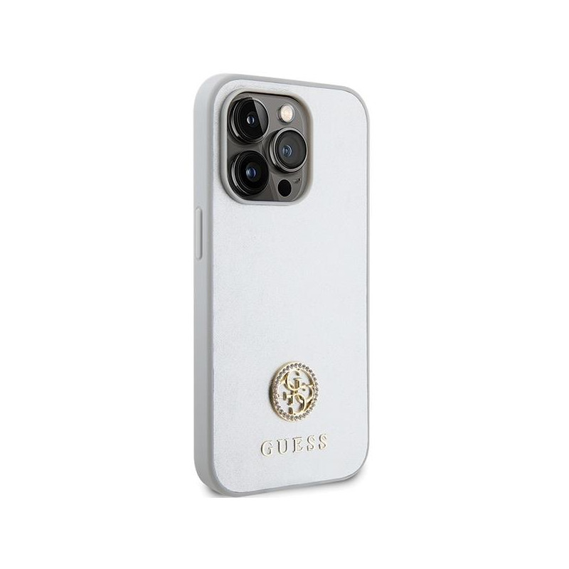 Etui Guess Strass Metal Logo na iPhone 15 Pro - srebrne