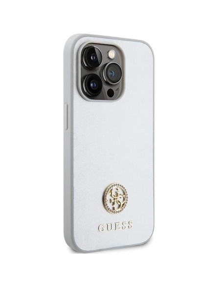 Etui Guess Strass Metal Logo na iPhone 15 Pro - srebrne