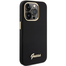 Etui Guess Silicone Script Metal Logo & Frame na iPhone 15 Pro - czarne