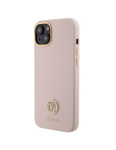 Etui Guess Silicone Logo Strass 4G na iPhone 15 - jasnoróżowe Etui Guess Silicone Logo Strass 4G na iPhone 15 - jasnoróżowe