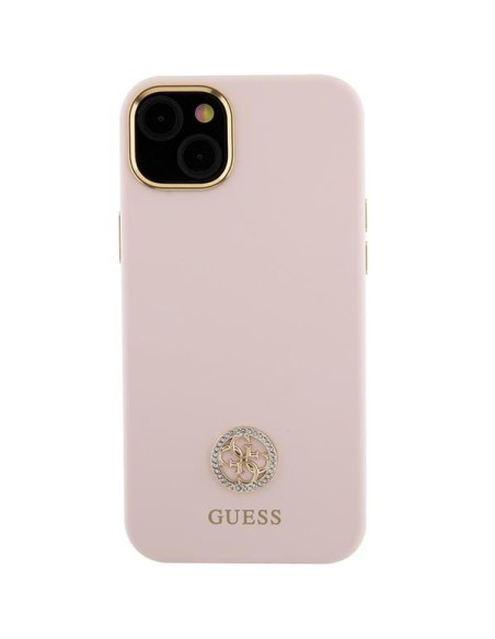 Etui Guess Silicone Logo Strass 4G na iPhone 15 - jasnoróżowe Etui Guess Silicone Logo Strass 4G na iPhone 15 - jasnoróżowe