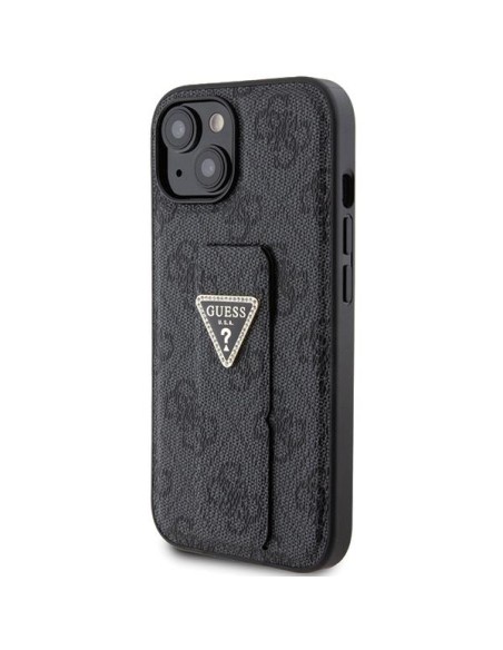 Etui Guess Grip Stand 4G Triangle Strass na iPhone 15 - czarne Etui Guess Grip Stand 4G Triangle Strass na iPhone 15 - czarne