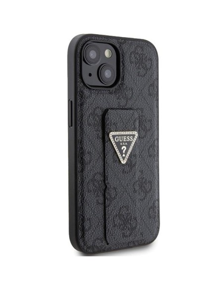 Etui Guess Grip Stand 4G Triangle Strass na iPhone 15 - czarne Etui Guess Grip Stand 4G Triangle Strass na iPhone 15 - czarne