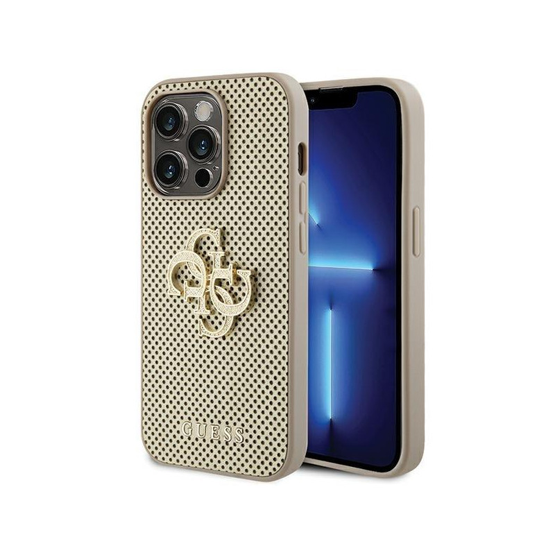Etui Guess Perforated 4G Glitter na iPhone 15 Pro Max - złote