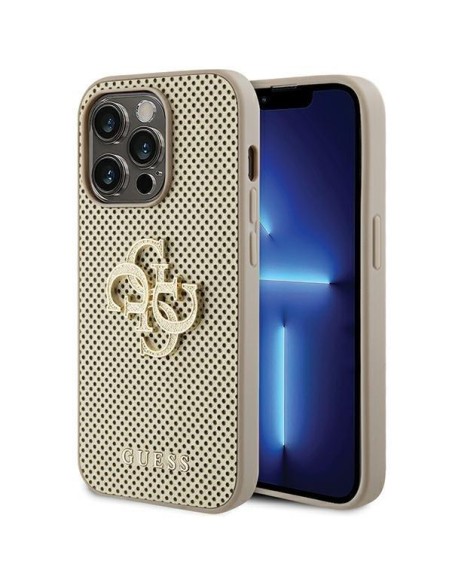 Etui Guess Perforated 4G Glitter na iPhone 15 Pro Max - złote Etui Guess Perforated 4G Glitter na iPhone 15 Pro Max - złote
