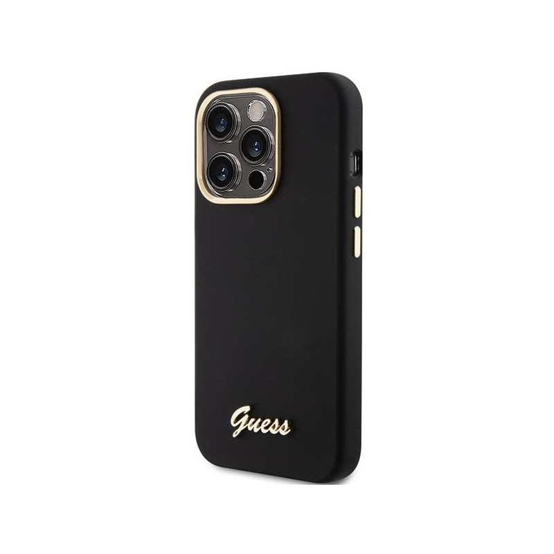 Etui Guess Silicone Script Metal Logo & Frame na iPhone 15 Pro Max - czarne
