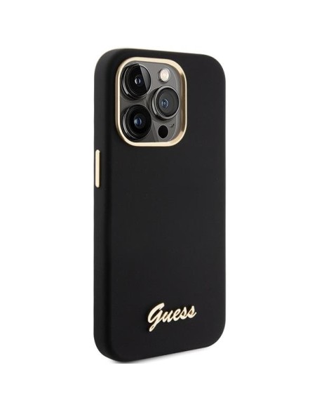 Etui Guess Silicone Script Metal Logo & Frame na iPhone 15 Pro Max - czarne Etui Guess Silicone Script Metal Logo & Frame na iPhone 15 Pro Max - czarne