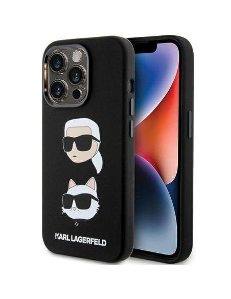 Etui Karl Lagerfeld Silicone Karl&Choupette Head na iPhone 15 Pro - czarne Etui Karl Lagerfeld Silicone Karl&Choupette Head na iPhone 15 Pro - czarne