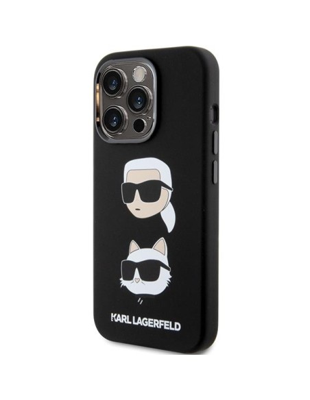 Etui Karl Lagerfeld Silicone Karl&Choupette Head na iPhone 15 Pro - czarne Etui Karl Lagerfeld Silicone Karl&Choupette Head na iPhone 15 Pro - czarne
