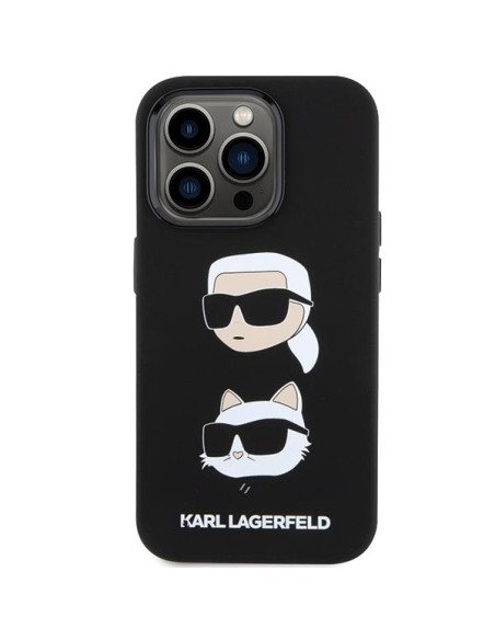Etui Karl Lagerfeld Silicone Karl&Choupette Head na iPhone 15 Pro - czarne Etui Karl Lagerfeld Silicone Karl&Choupette Head na iPhone 15 Pro - czarne