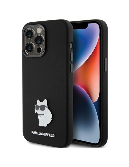 Etui Karl Lagerfeld Silicone Choupette Metal Pin na iPhone 15 Pro - czarne Etui Karl Lagerfeld Silicone Choupette Metal Pin na iPhone 15 Pro - czarne