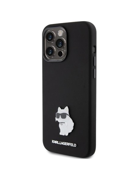 Etui Karl Lagerfeld Silicone Choupette Metal Pin na iPhone 15 Pro - czarne Etui Karl Lagerfeld Silicone Choupette Metal Pin na iPhone 15 Pro - czarne