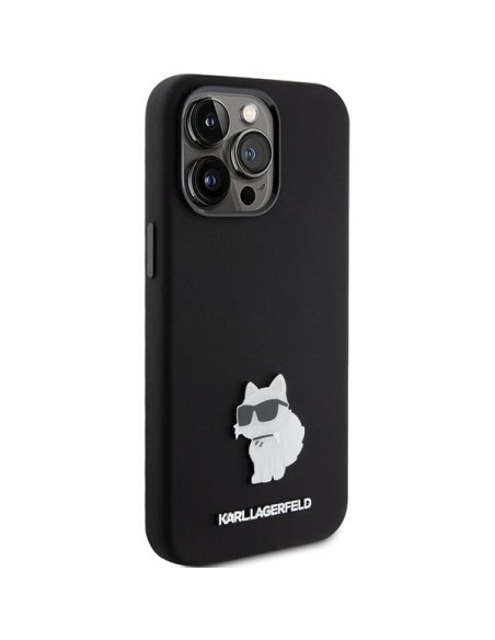Etui Karl Lagerfeld Silicone Choupette Metal Pin na iPhone 15 Pro - czarne Etui Karl Lagerfeld Silicone Choupette Metal Pin na iPhone 15 Pro - czarne