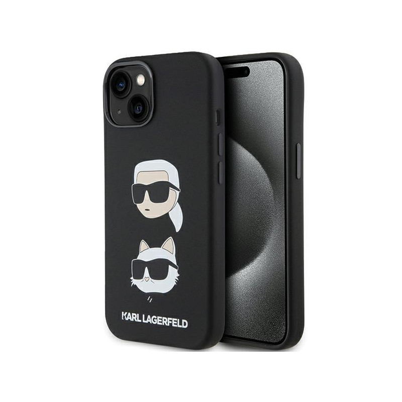Etui Karl Lagerfeld Silicone Karl&Choupette Head na iPhone 15 Plus / 14 Plus - czarne