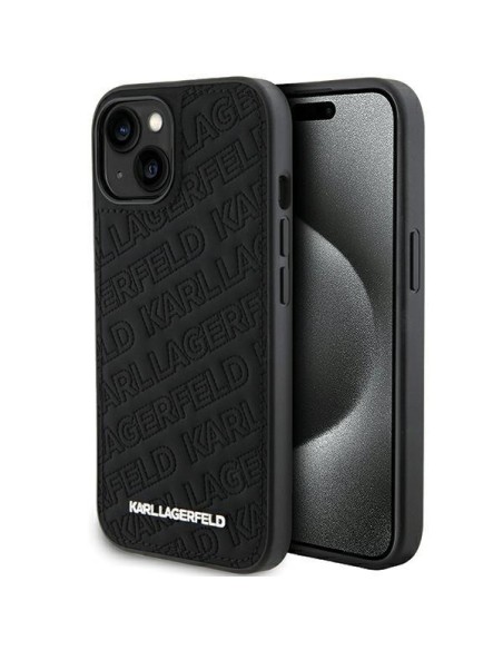 Etui Karl Lagerfeld Quilted K Pattern na iPhone 15 - czarne Etui Karl Lagerfeld Quilted K Pattern na iPhone 15 - czarne