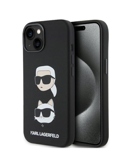 Etui Karl Lagerfeld Silicone Karl&Choupette Head na iPhone 15 - czarne Etui Karl Lagerfeld Silicone Karl&Choupette Head na iPhone 15 - czarne