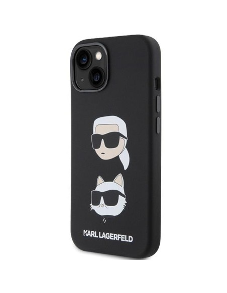 Etui Karl Lagerfeld Silicone Karl&Choupette Head na iPhone 15 - czarne Etui Karl Lagerfeld Silicone Karl&Choupette Head na iPhone 15 - czarne