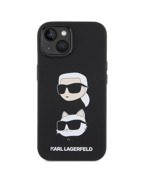 Etui Karl Lagerfeld Silicone Karl&Choupette Head na iPhone 15 - czarne Etui Karl Lagerfeld Silicone Karl&Choupette Head na iPhone 15 - czarne