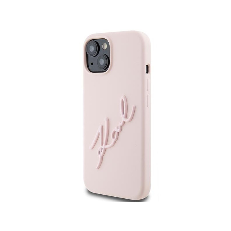 Etui Karl Lagerfeld Silicone Karl Script na iPhone 15 - różowe