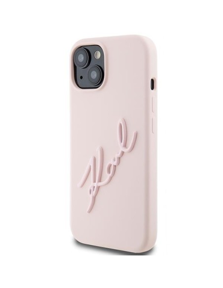 Etui Karl Lagerfeld Silicone Karl Script na iPhone 15 - różowe Etui Karl Lagerfeld Silicone Karl Script na iPhone 15 - różowe