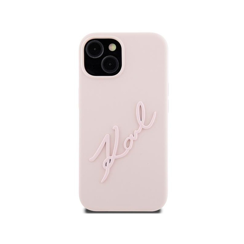 Etui Karl Lagerfeld Silicone Karl Script na iPhone 15 - różowe