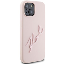 Etui Karl Lagerfeld Silicone Karl Script na iPhone 15 - różowe