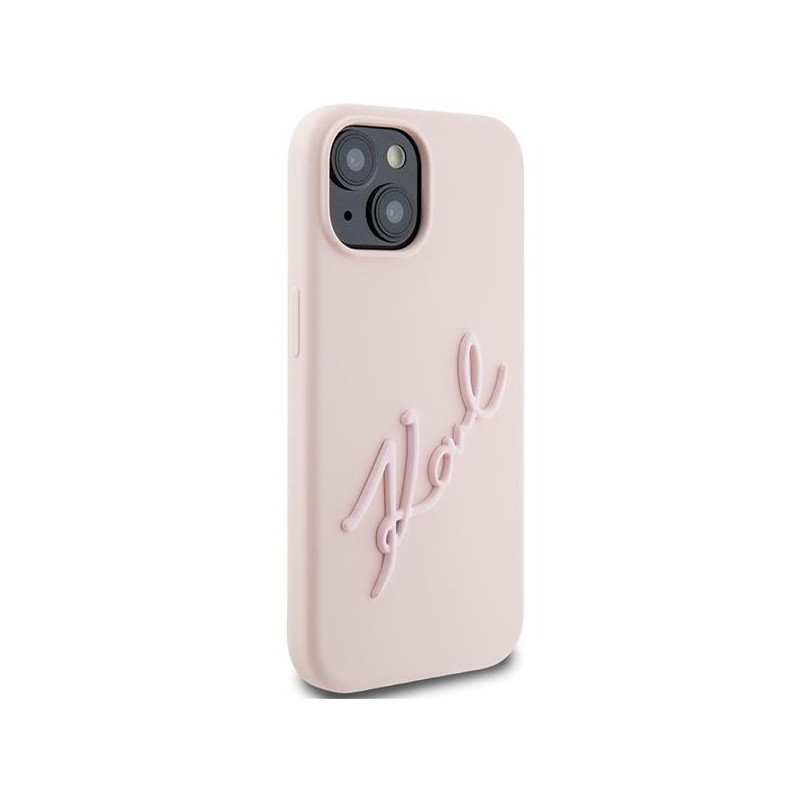 Etui Karl Lagerfeld Silicone Karl Script na iPhone 15 - różowe