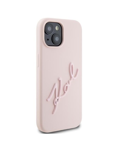 Etui Karl Lagerfeld Silicone Karl Script na iPhone 15 - różowe Etui Karl Lagerfeld Silicone Karl Script na iPhone 15 - różowe