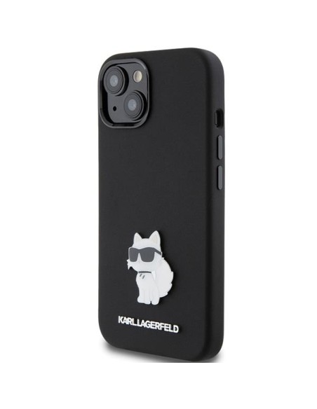 Etui Karl Lagerfeld Silicone Choupette Metal Pin na iPhone 15 - czarne