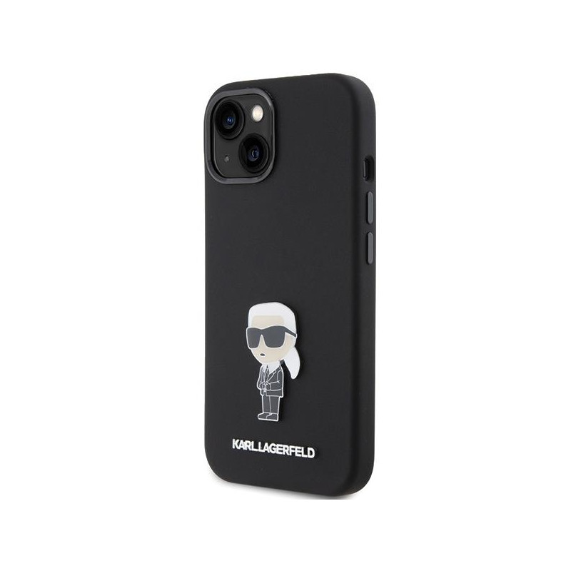 Etui Karl Lagerfeld Silicone Ikonik Metal Pin na iPhone 15 - czarne