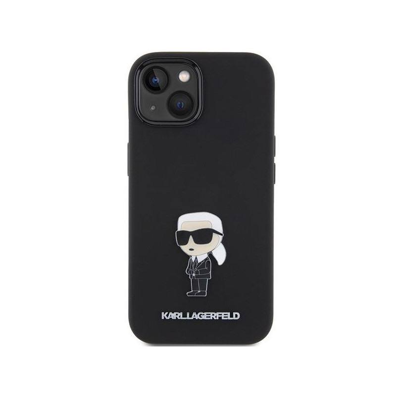 Etui Karl Lagerfeld Silicone Ikonik Metal Pin na iPhone 15 - czarne